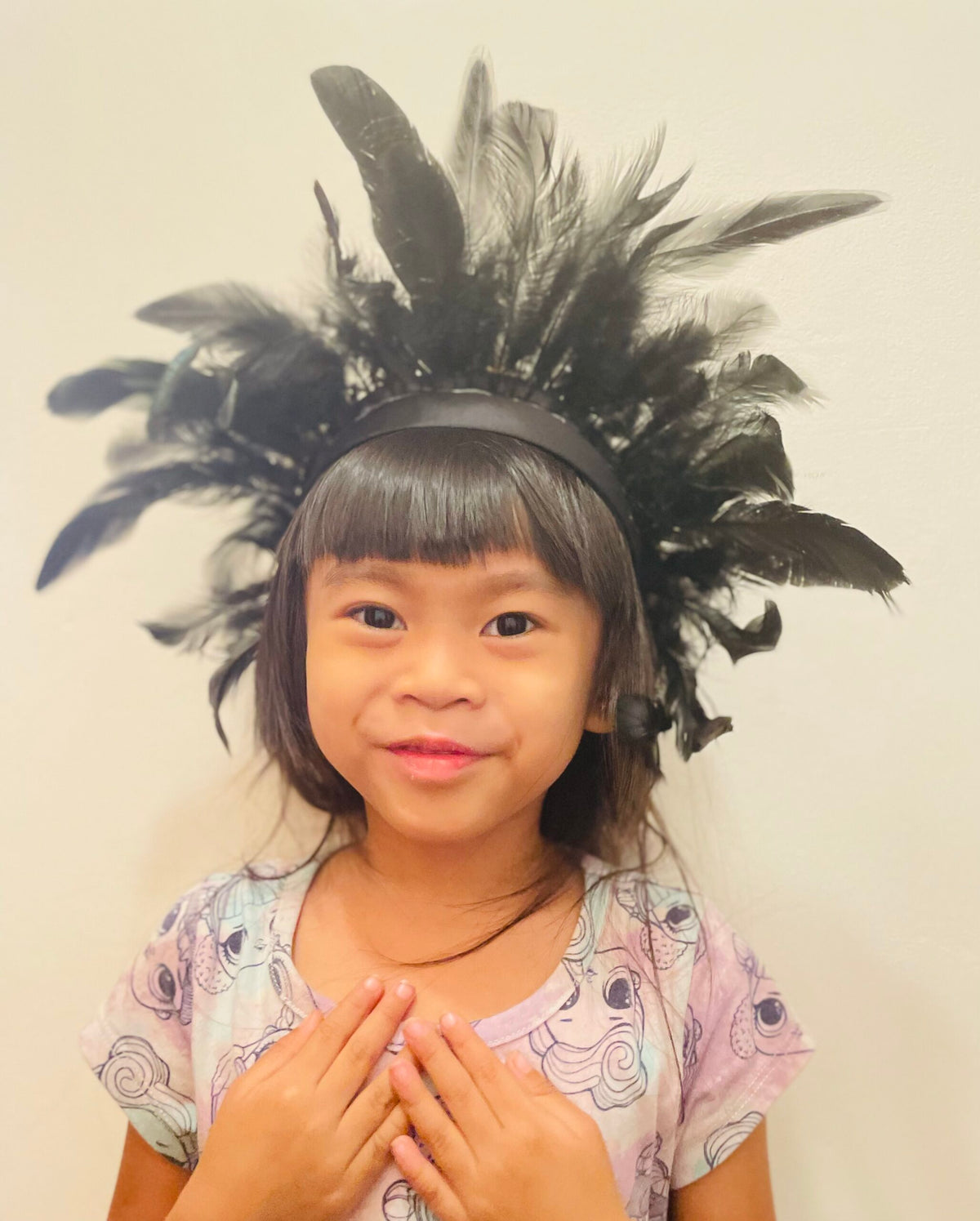 Black Real Feather‎ Headband/ Wrap denim frayed edge padded wrap headband stylish hair  main image 3