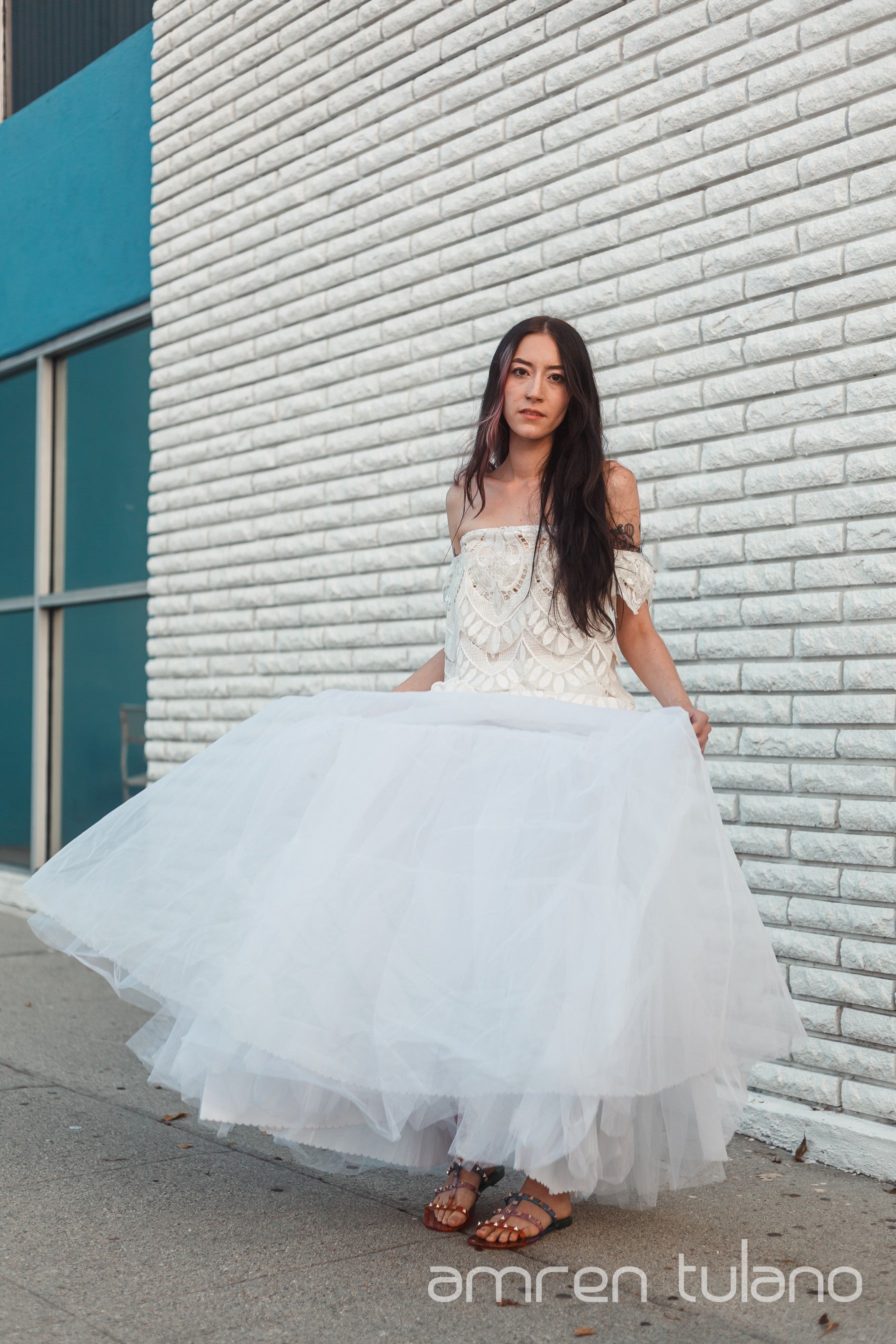 Zero-Waste Two-Piece Gown — Handmade Vintage Lace & Tulle Dress from Repurposed Tablecloths & Wedding Gown Fabrics
