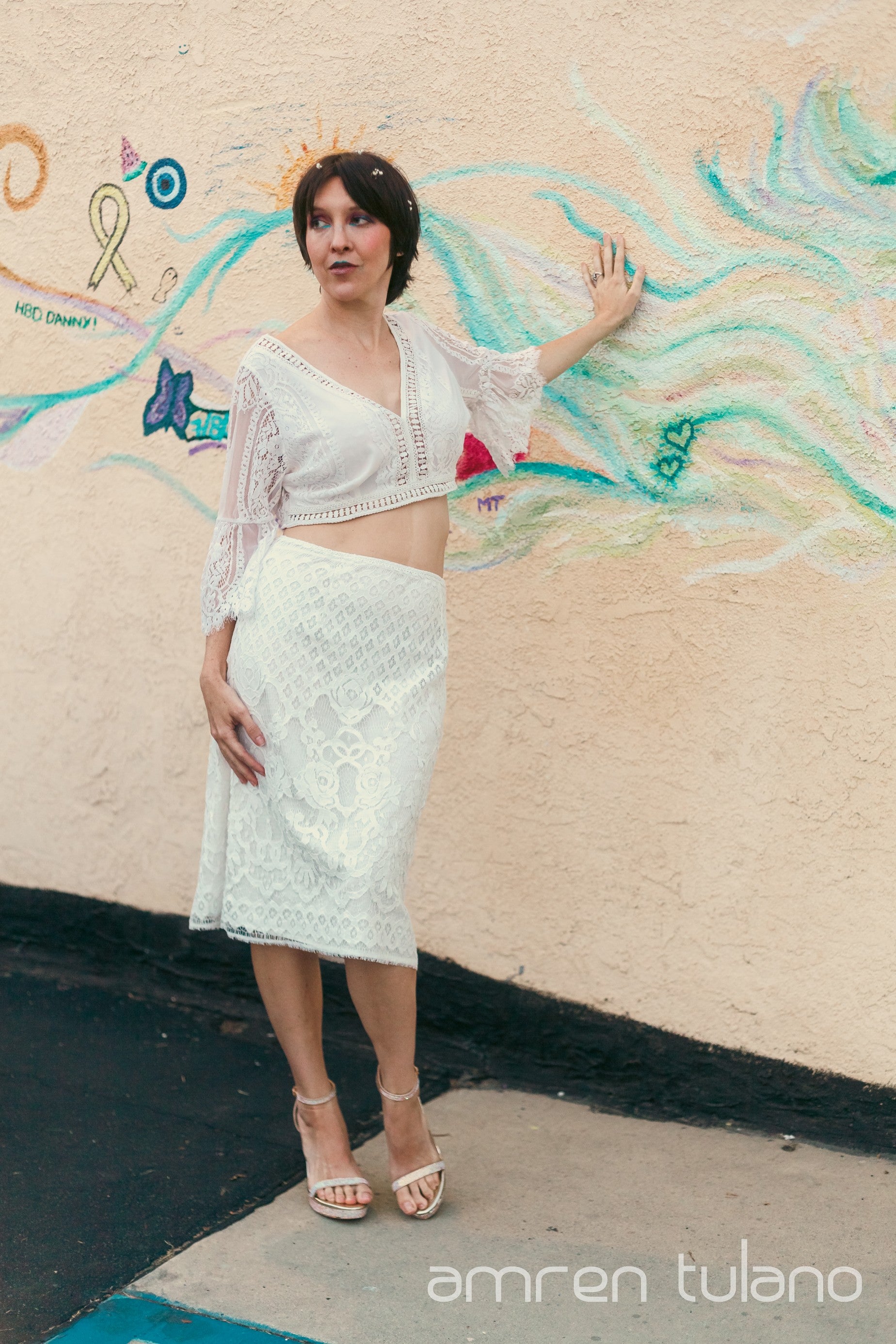 Zero-Waste Lace Quarter Sleeve Top - Skirt Sold Separately