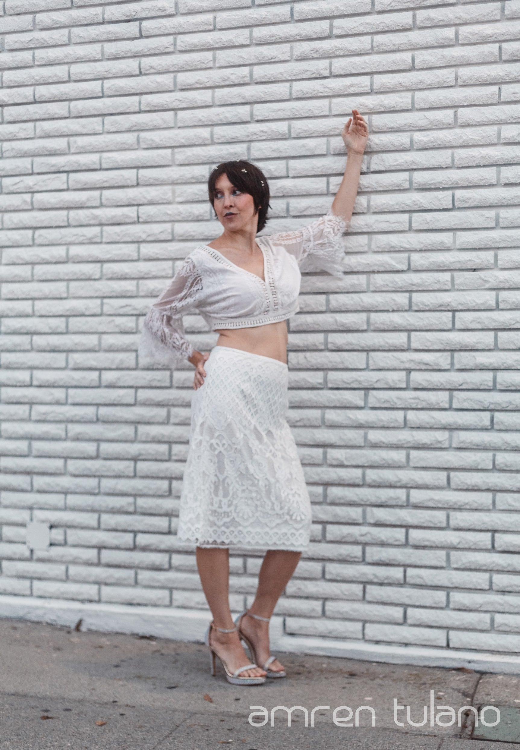 Zero-Waste Lace Knee-Length Skirt - Top Sold Separately