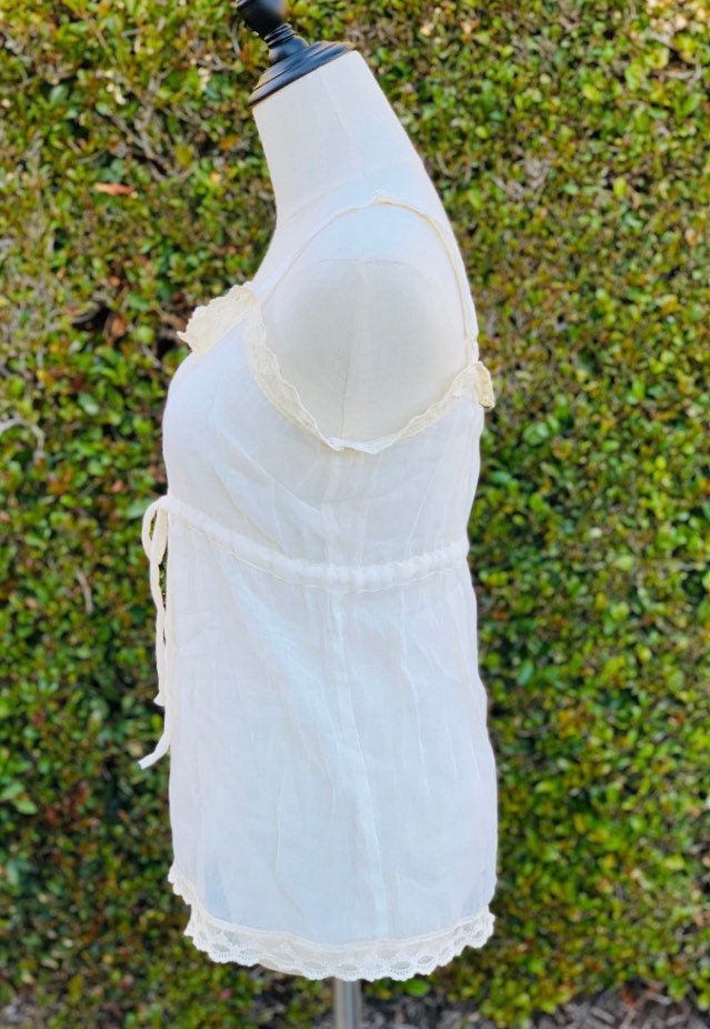 100% Organic Cotton Sheer Teddy Lingerie with Lace Trim