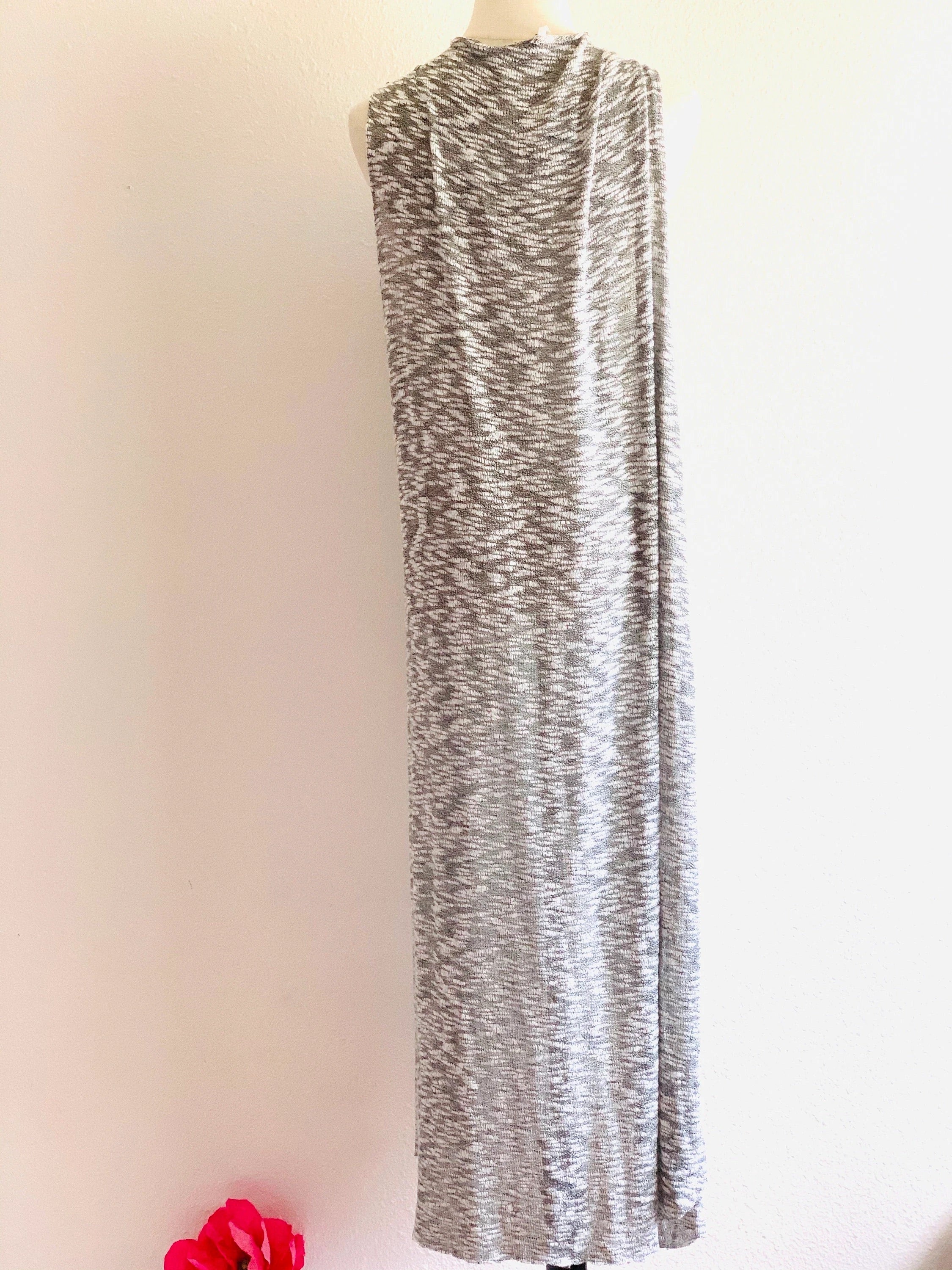 Handmade Grey Slub Long Open Cardigan