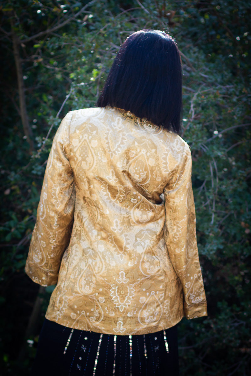 Gold Jacquard Power Blazer