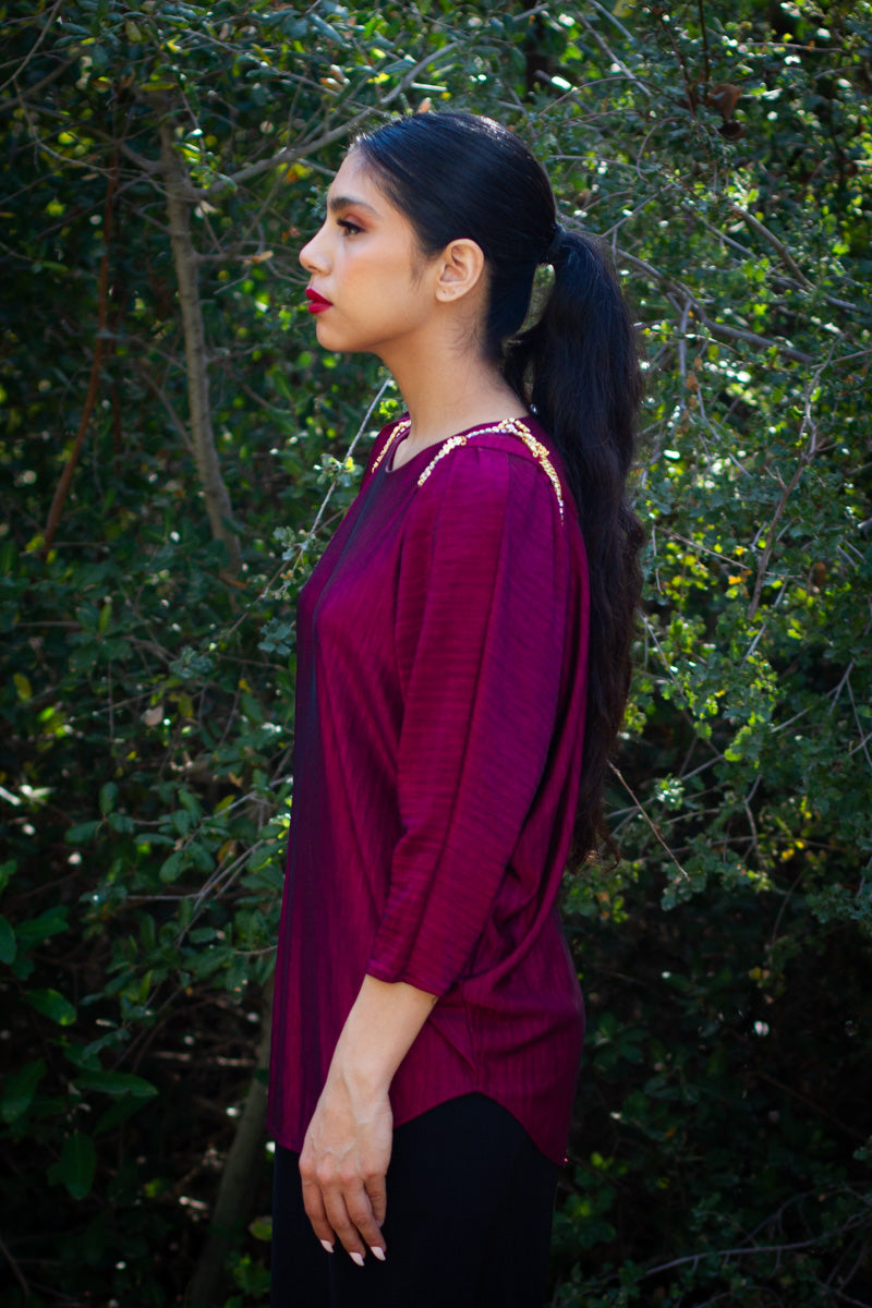 Magenta Cascade Top