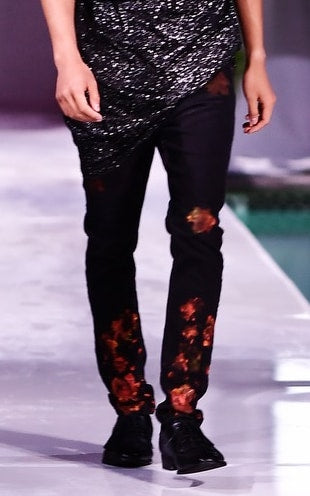 Hand-Painted Flame Jeans