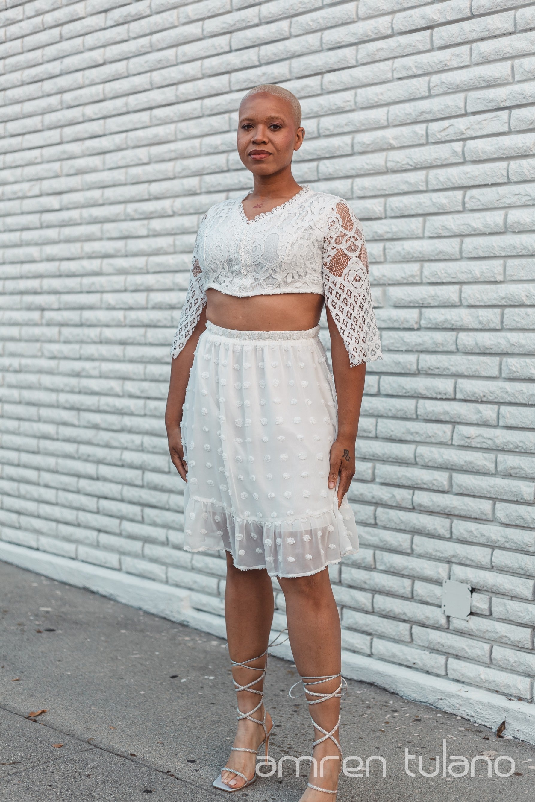 Zero-Waste Lace Quarter Sleeve Top - (Skirt sold separately)