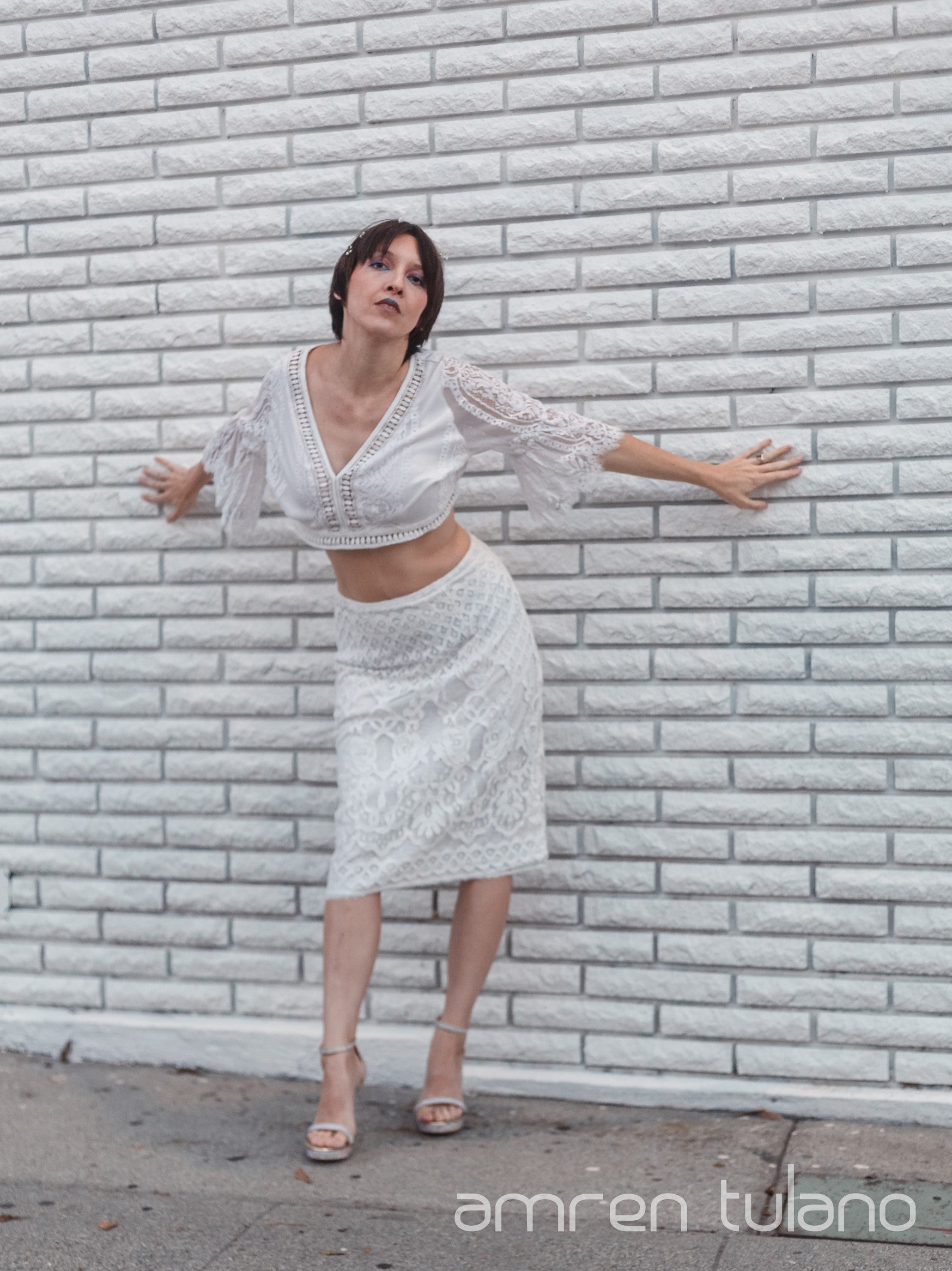 Zero-Waste Lace Quarter Sleeve Top - Skirt Sold Separately