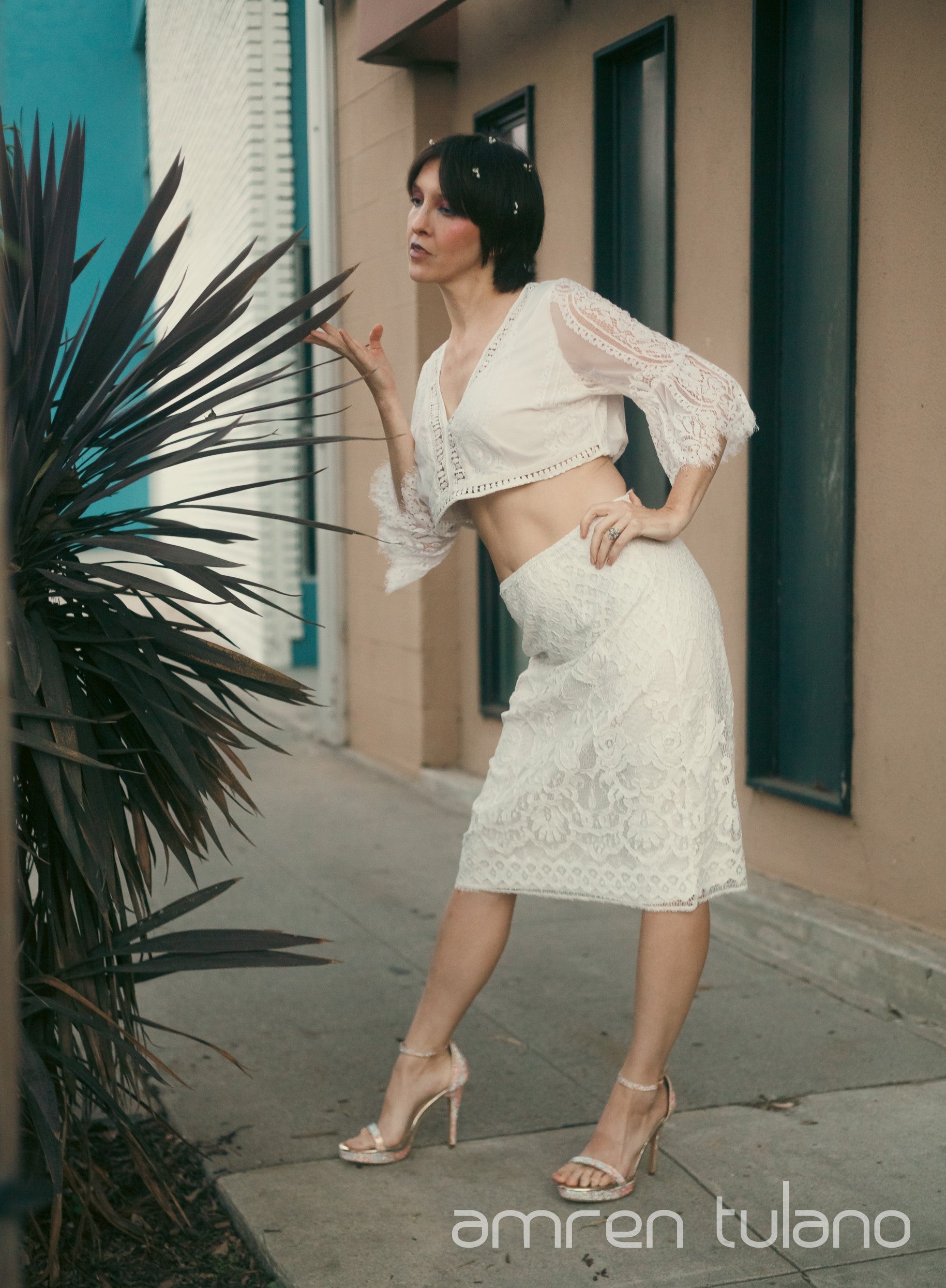 Zero-Waste Lace Knee-Length Skirt - Top Sold Separately
