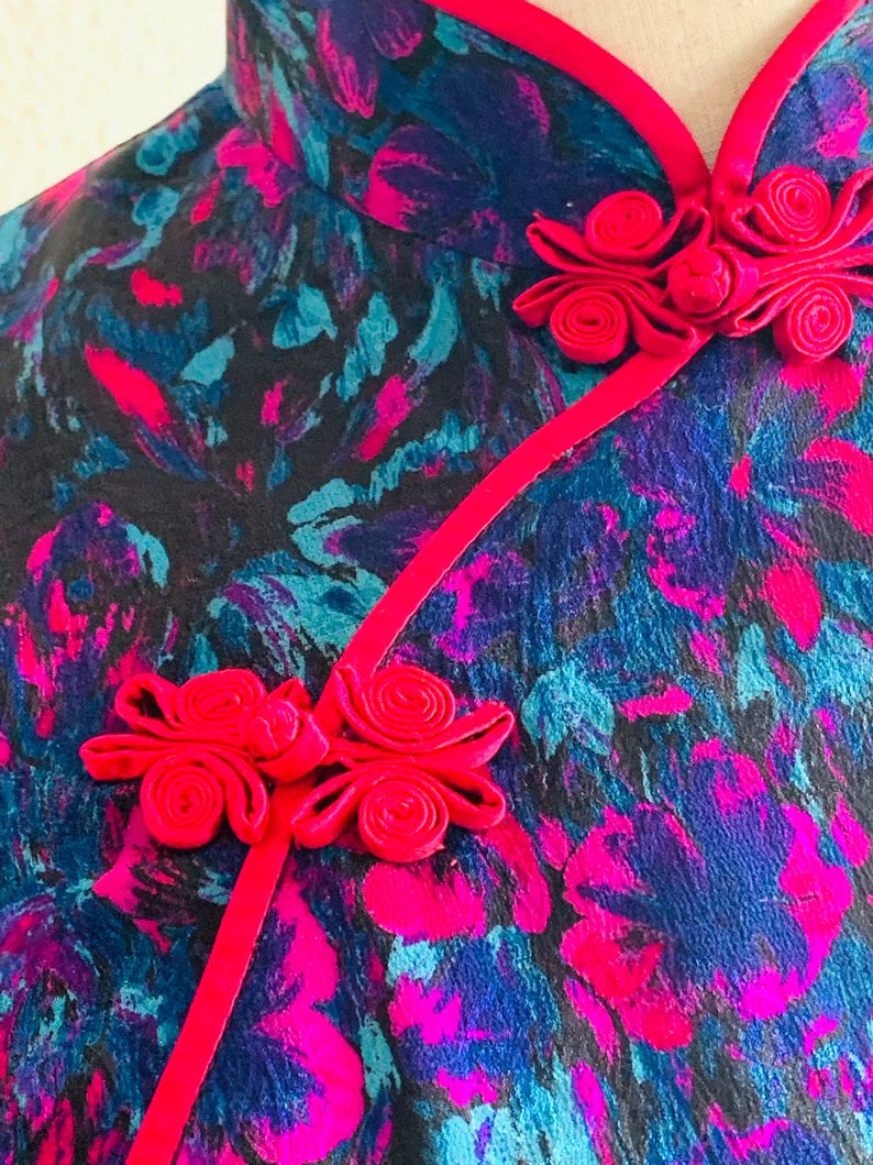Vintage Handmade Qipao – Modern Print Traditional Chinese Dress