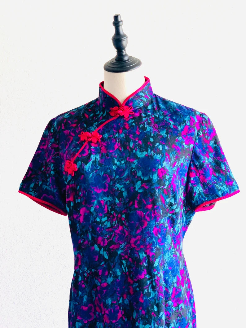 Vintage Handmade Qipao – Modern Print Traditional Chinese Dress