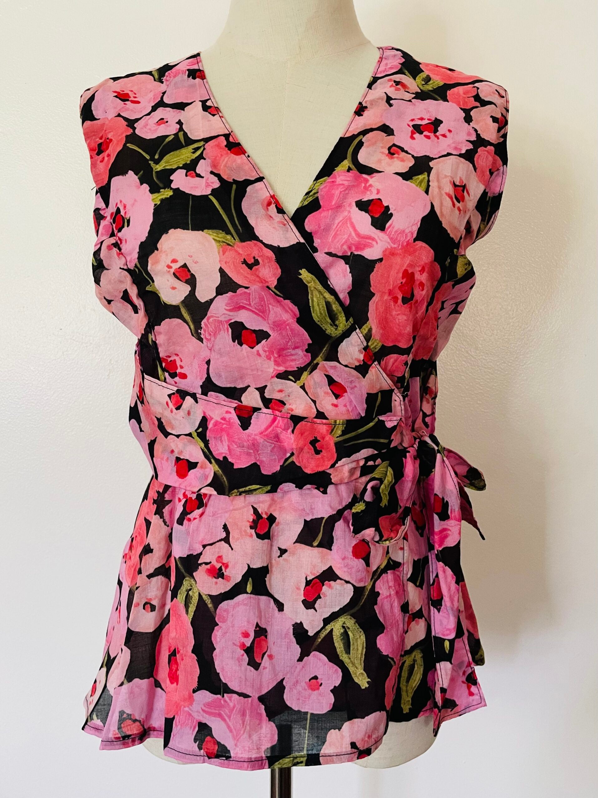 100% Organic Cotton Poppy Sleeveless Wrap Top