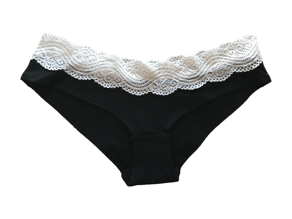 Black Organic Cotton Hipster with White Lace
